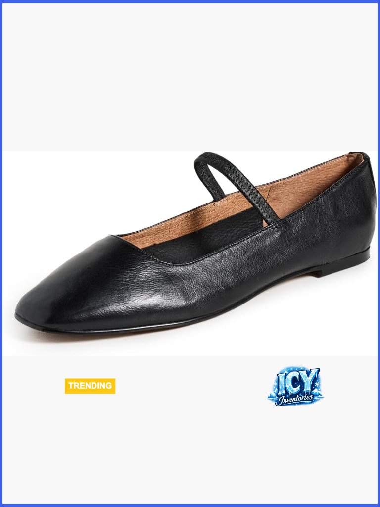 Leather Ballet Flats With Elastic Strap And Padded Footbed